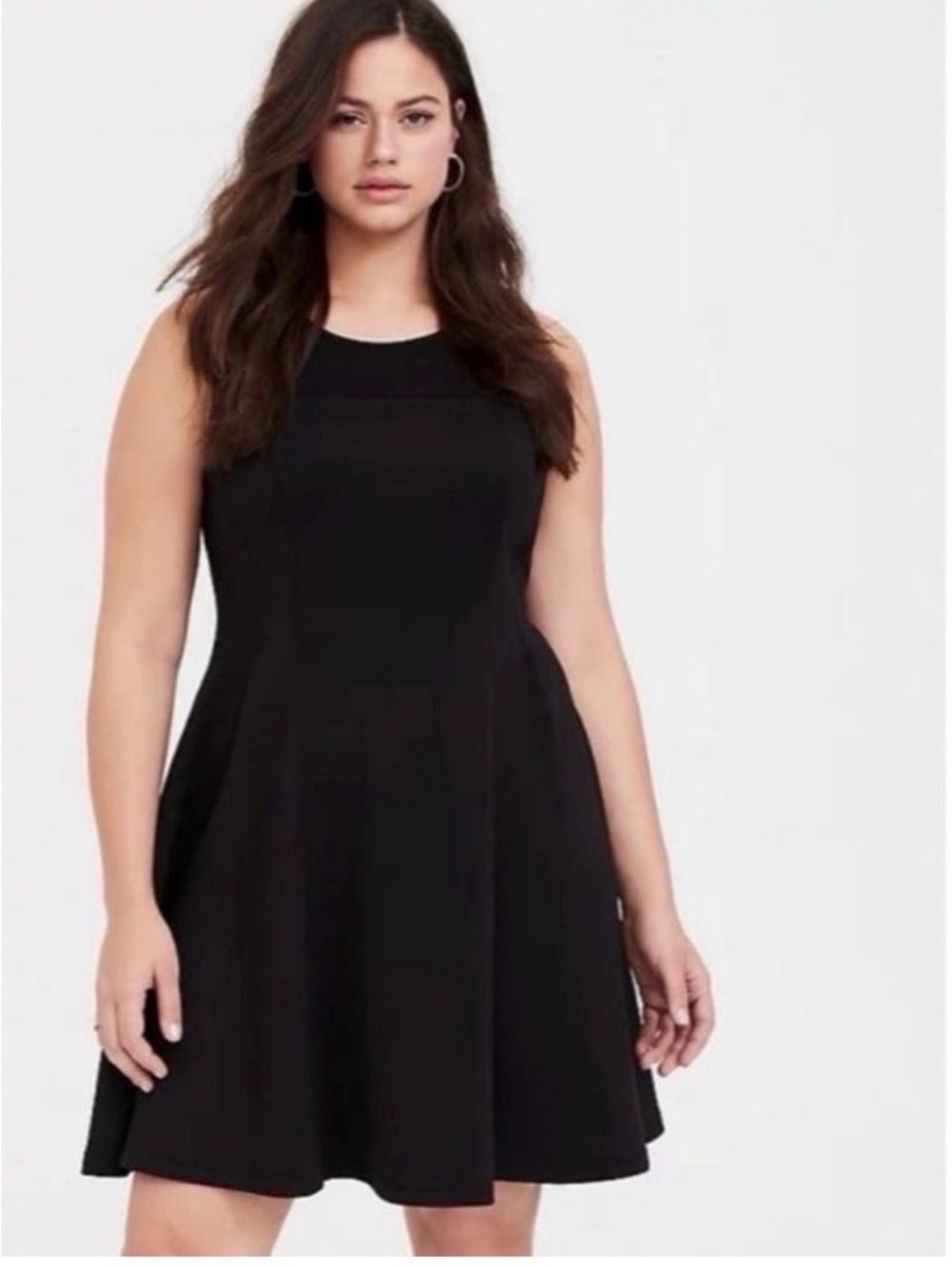 NEW TORRID Black Scuba Knit Fluted Dress Size 26